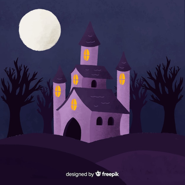 Free vector creepy hand drawn halloween haunted house