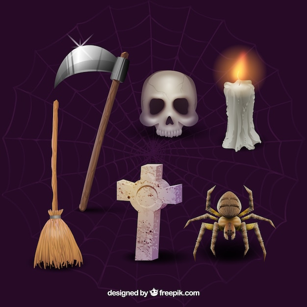 Free Vector creepy pack of halloween elements