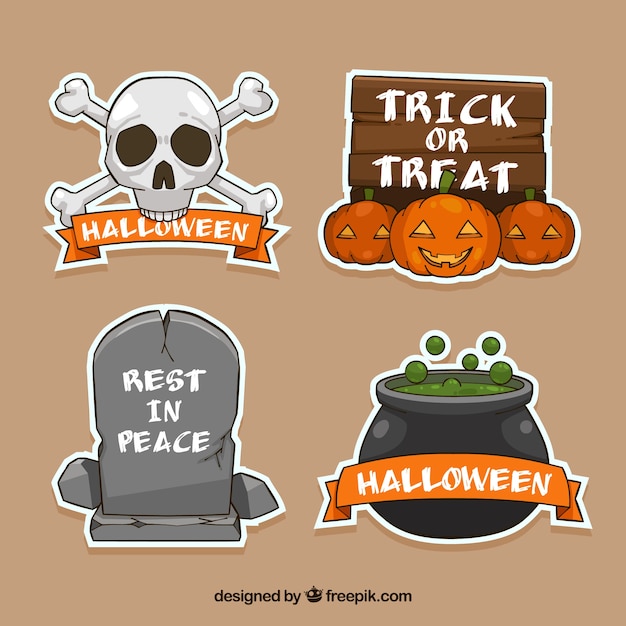 Free Vector creepy variety of halloween labels