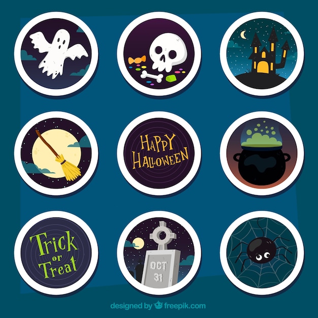 Free Vector creepy variety of halloween labels