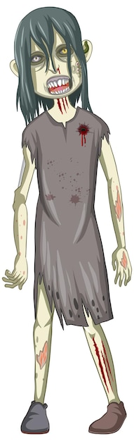 Creepy zombie character on white background