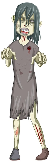 Creepy zombie character on white background