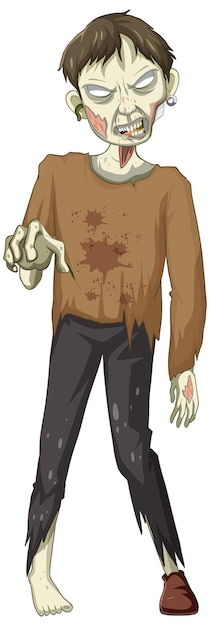 Free vector creepy zombie character on white background