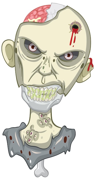 Free vector creepy zombie face on white background