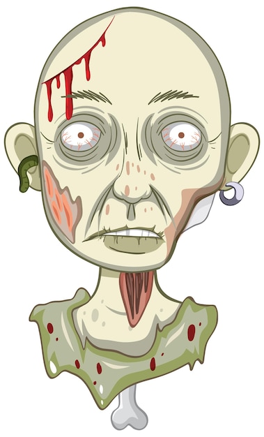 Free vector creepy zombie face on white background