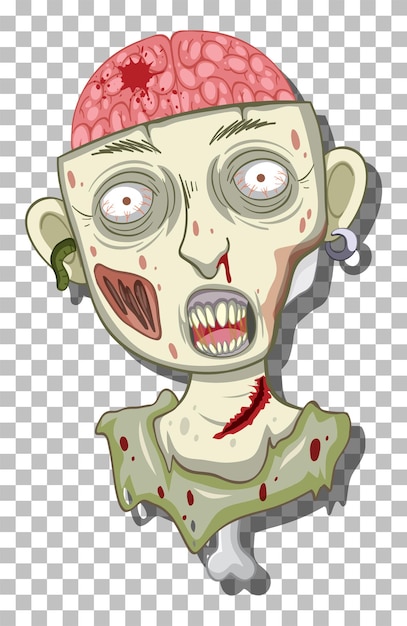 Free vector creepy zombie head on grid background