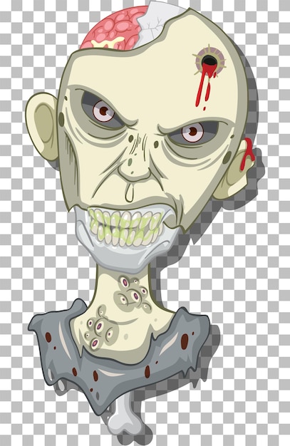 Free vector creepy zombie head on grid background