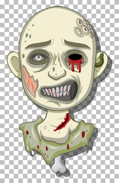 Free vector creepy zombie head on grid background