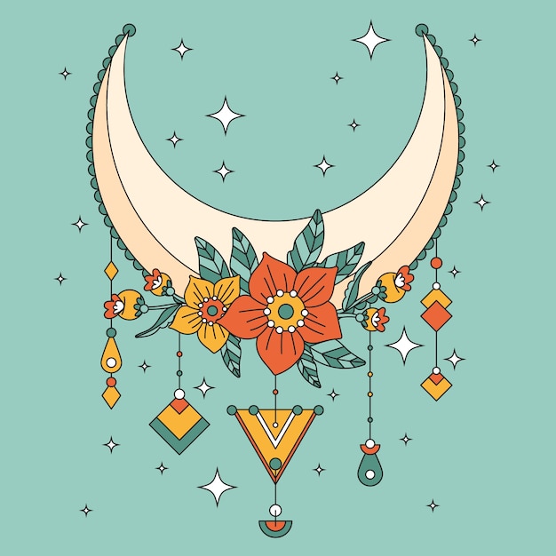 Free vector crescent moon drawing illustration