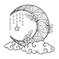 Free vector crescent moon drawing illustration