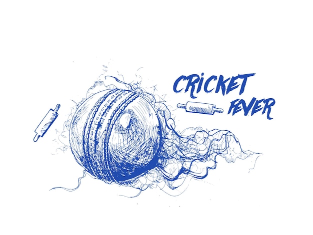 Free Vector cricket ball with bell freehand sketch graphic design vector illustration