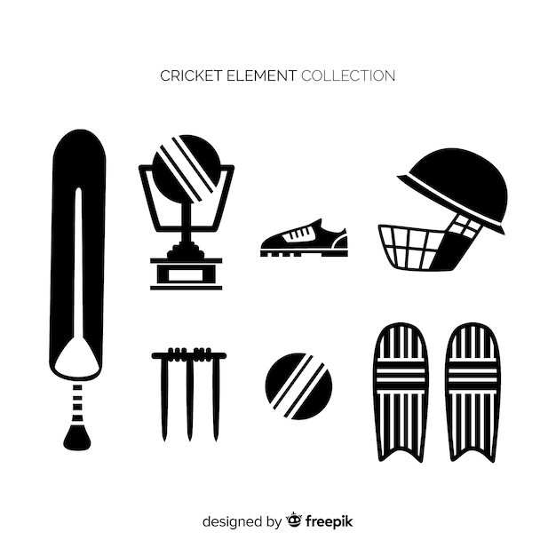 Free Vector cricket elements silhouette collection