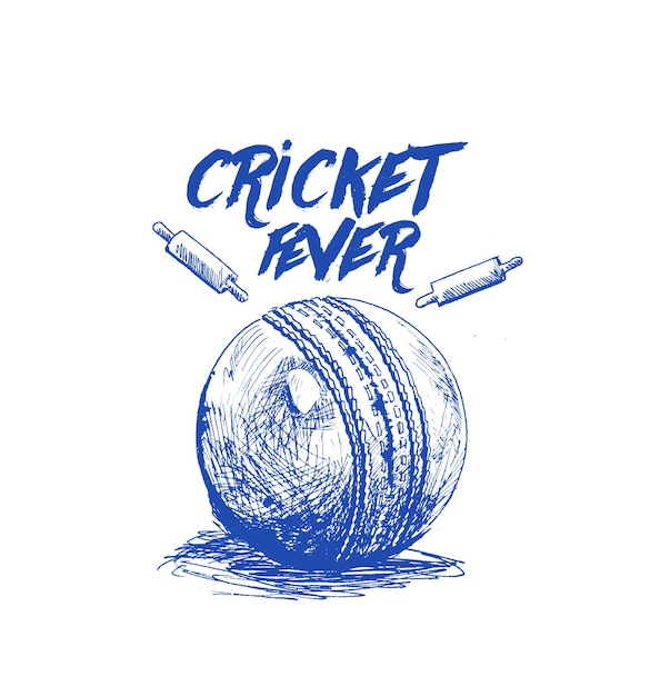 Free Vector cricket fever freehand sketch graphic design vector illustration