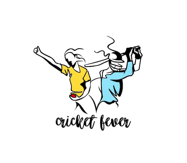 Cricket Fever Freehand Sketch Graphic Design Vector illustration