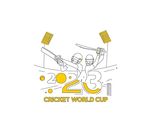 Free Vector cricket world cup 2023 batsman and bowler playing cricket championship background