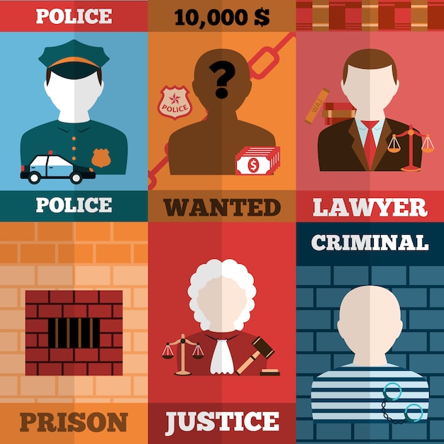 Crime And Punishment avatars illustration Set