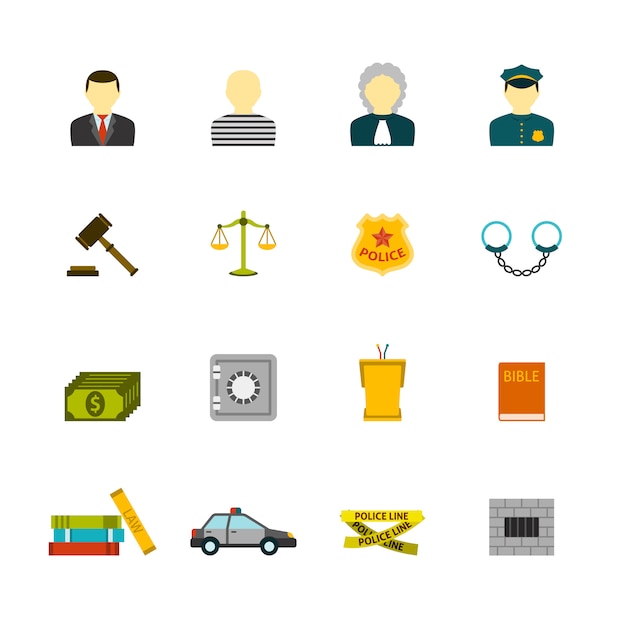 Crime and Punishments Icons Set