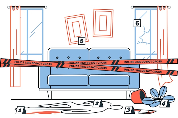 Free Vector crime scene with tape  concept illustration