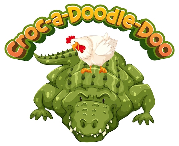 Free Vector crocadoodledoo funny cartoon with cute crocodile