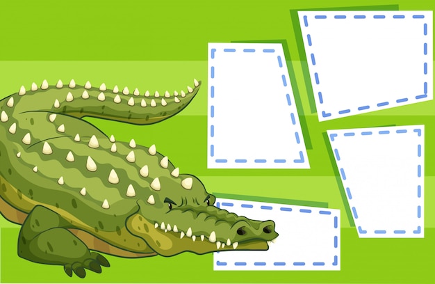 Free vector a crocodile on blank note