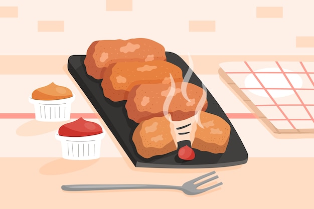 Croquettes illustration in hand drawn style