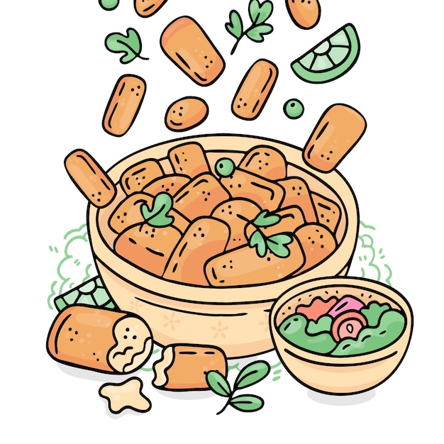 Croquettes illustration in hand drawn style