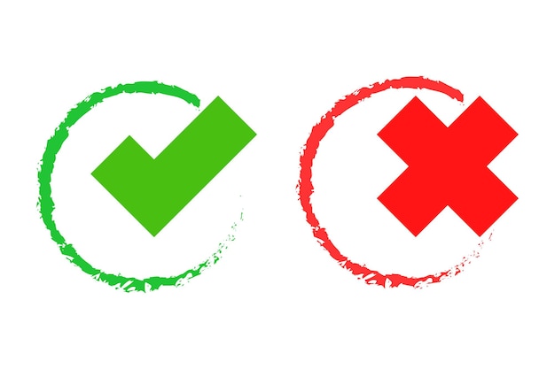 Cross and check mark yes or no symbol or choice sign vector illustration