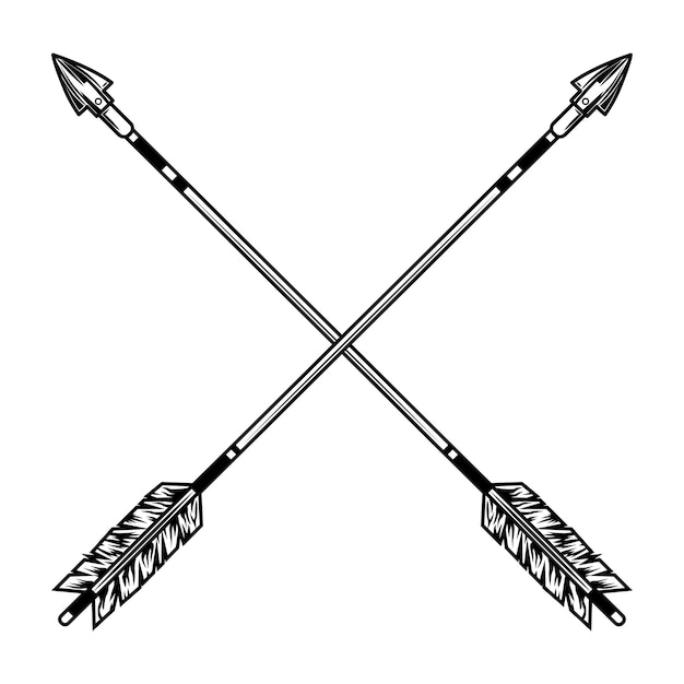 Crossed arrows vector illustration. Medieval weapon, war or battle accessory