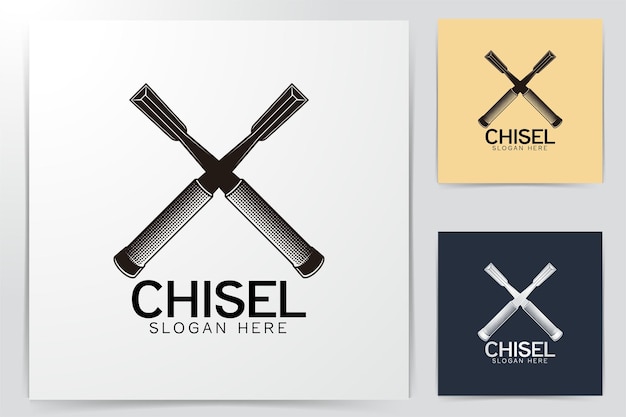 Crossed chisel. cutter. craftman logo Ideas. Inspiration logo design. Template Vector Illustration. Isolated On White Background