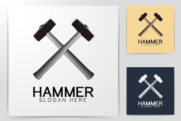 Crossed hammer. construction logo Ideas. Inspiration logo design. Template Vector Illustration. Isolated On White Background