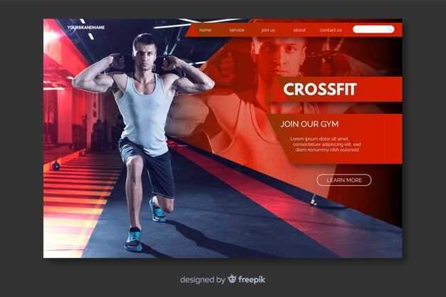 Crossfit man landing page with photo