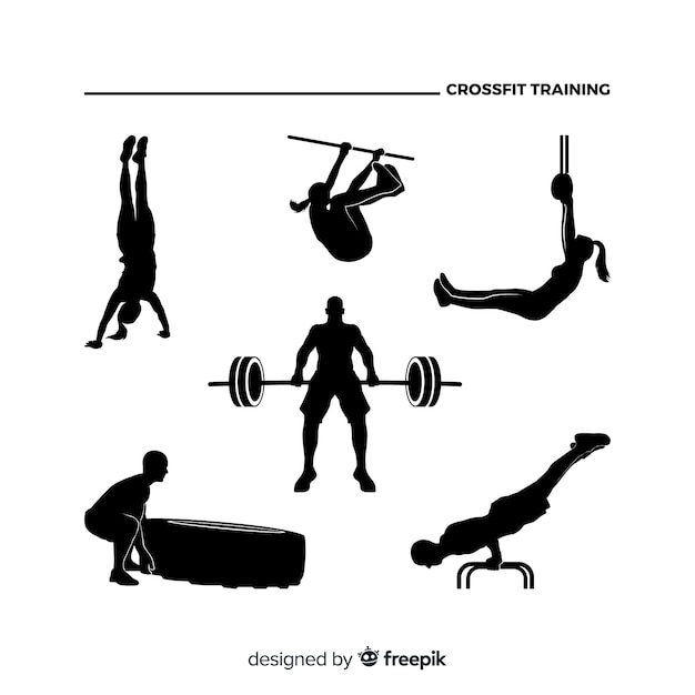 Crossfit woman training silhouette collection