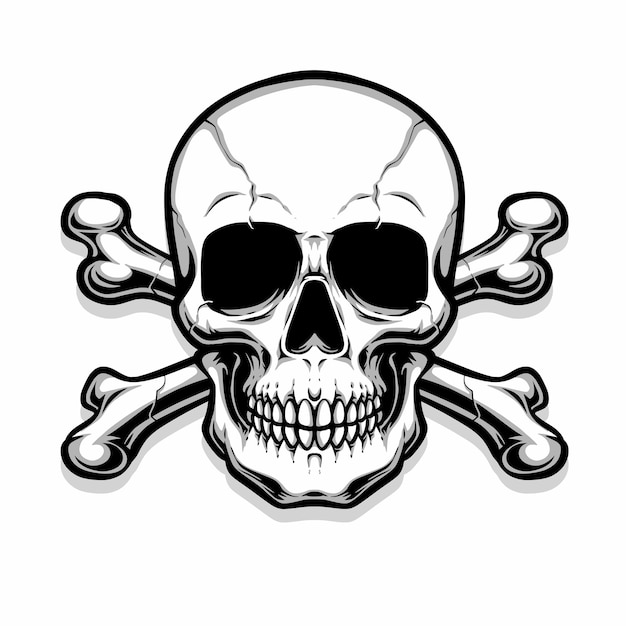 Crossing bones skull vector logo