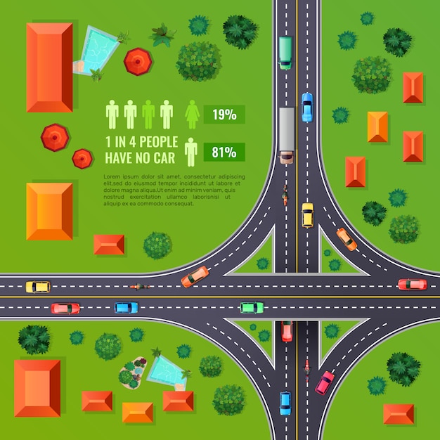 Crossroad Top View Illustration