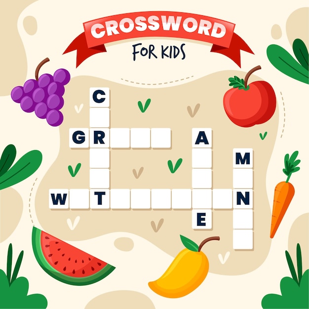 Free Vector crossword in english template