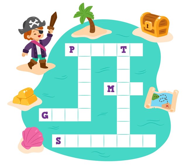 Crossword with different words in english and pirate