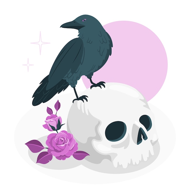 Free Vector crow symbolizing death concept illustration