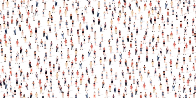 Free vector crowd different people seamless pattern. large group of citizen in flat style with shadows