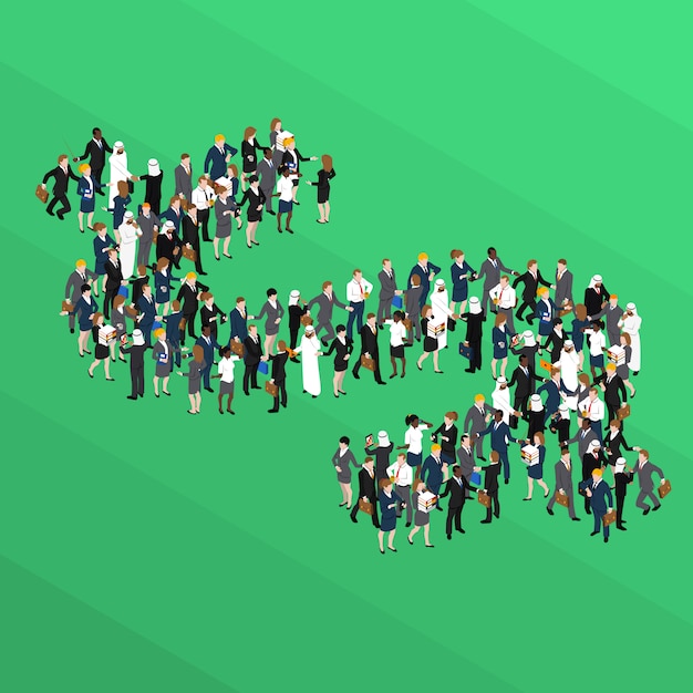 Crowd Dollar Sign Isometric Concept