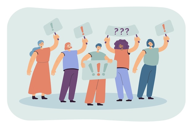 Free Vector crowd of women holding placards and protesting isolated flat  illustration.