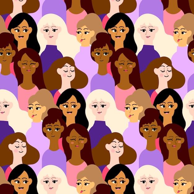 Crowded pattern place with women faces