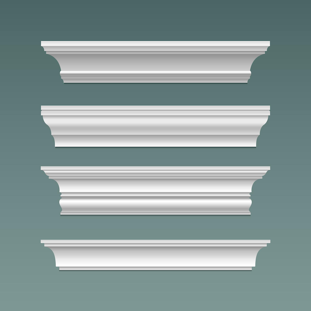 Free Vector crown cornice trim for ceiling wall moulding