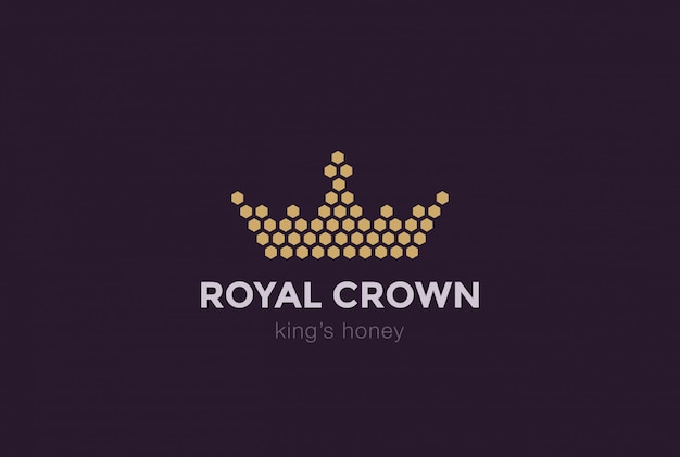 Free Vector crown of hexagon cells logo design template.
royal king honey logotype concept idea icon