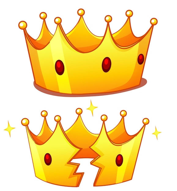 Free Vector crown with a broken crown isolated on white background