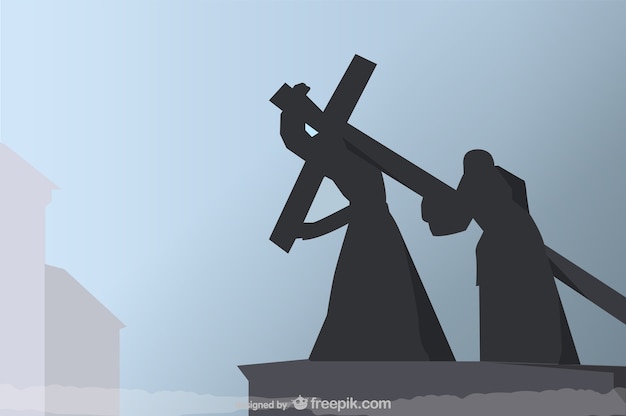 Free vector the crucifixion black silhouettes