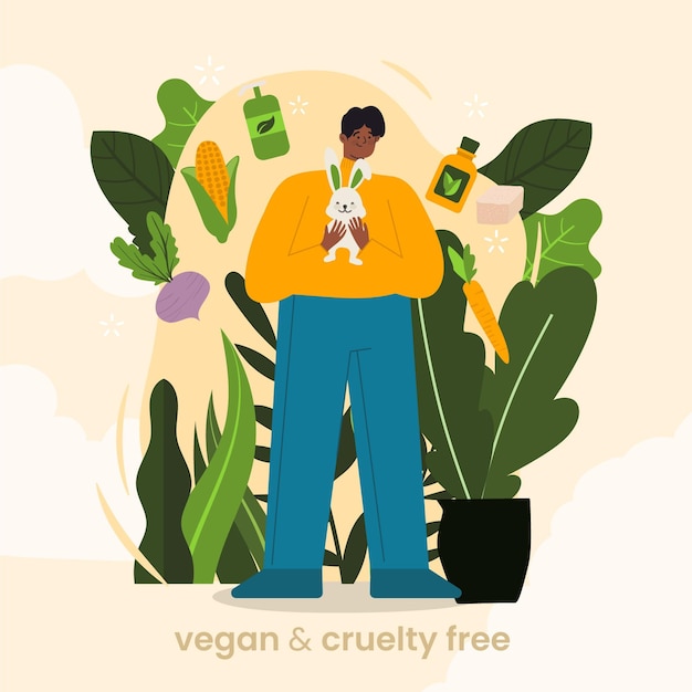 Cruelty free and vegan concept illustration