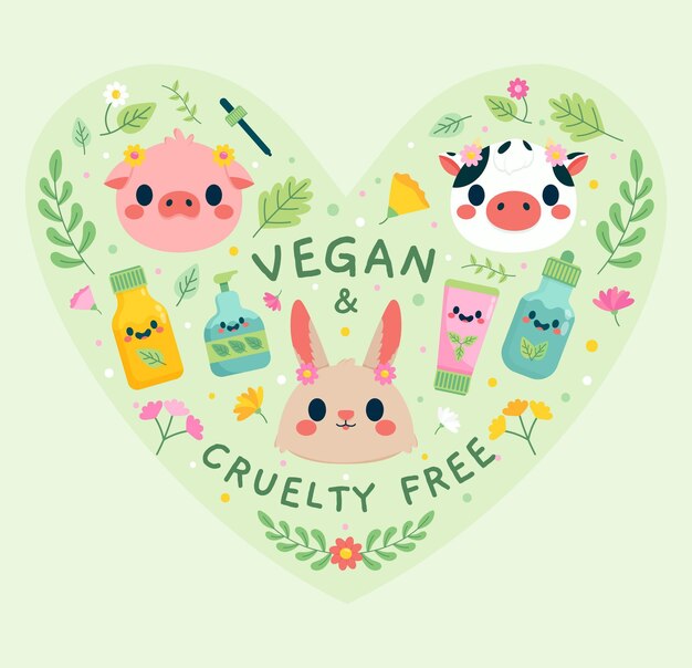 Cruelty free and vegan hand drawn