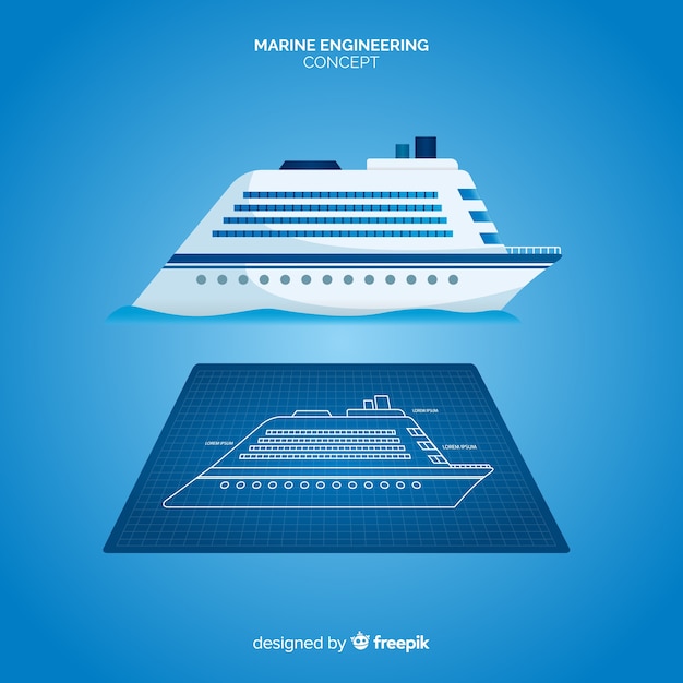 Free vector cruise ship marine engineering plans concept