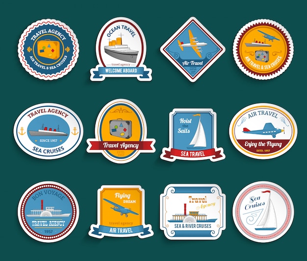 Free Vector cruise travel agency stickers set