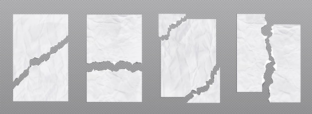 Free Vector crumpled torn paper sheets with uneven edges set